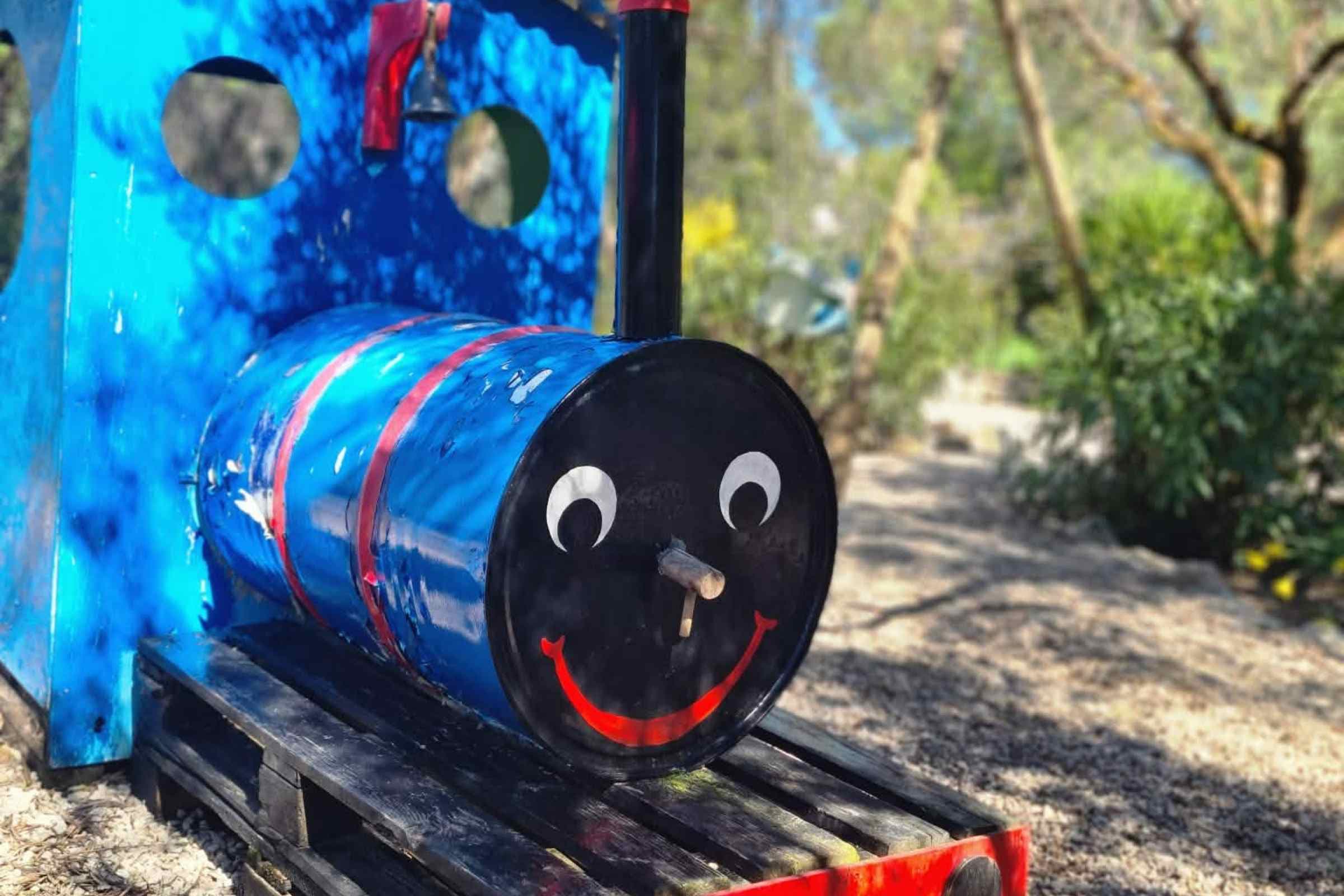 All the kids love meeting Thomas the tank engine.