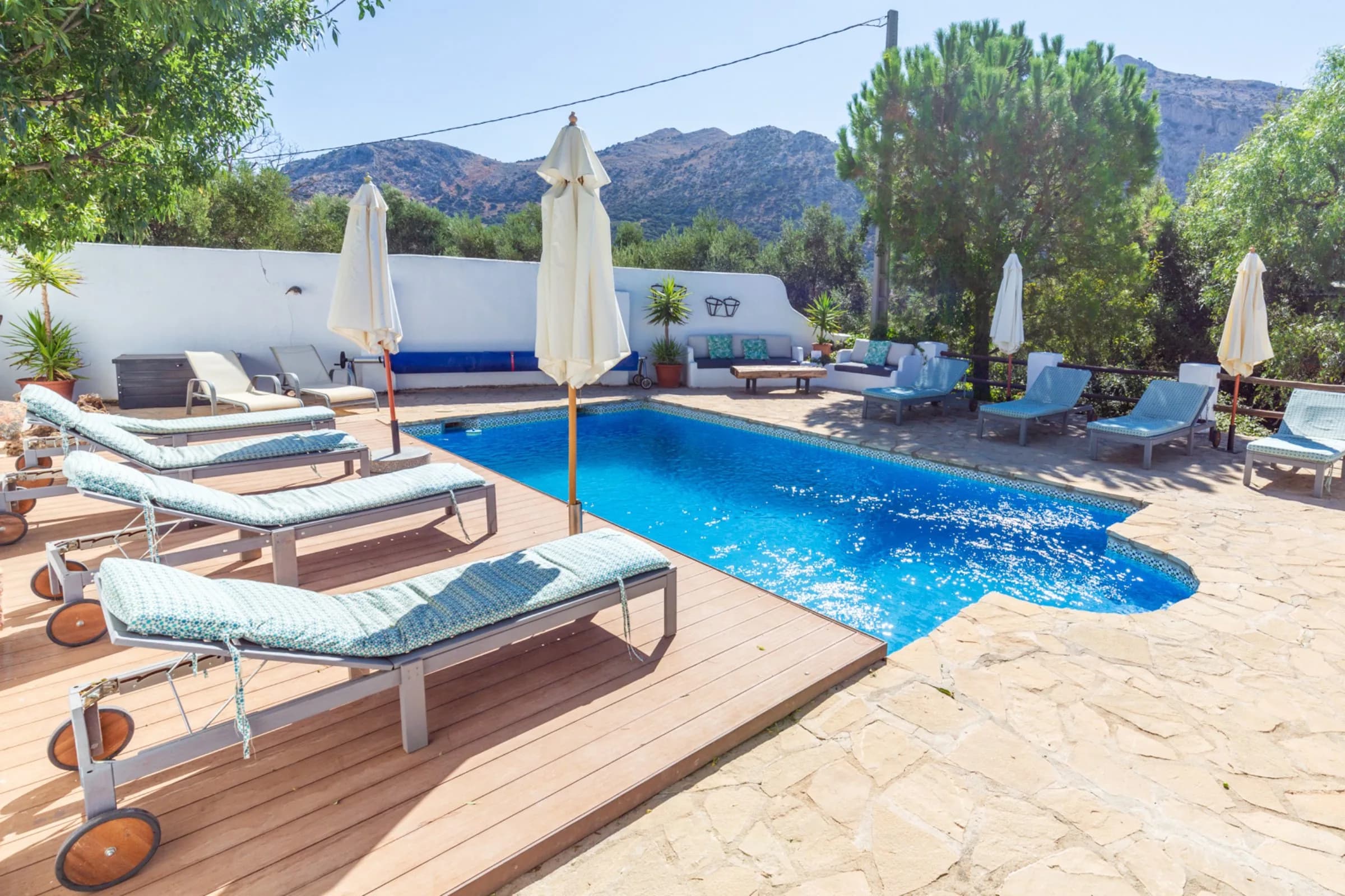 Swimming pool with mountain views at Cortijo Los Lobos, Andalusia